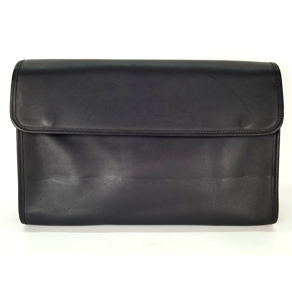 Shlesinger Style #S555D Black Leather Cowhide Underarm Flap Envelope Brief Bag